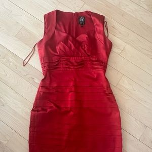 Women’s red sleeveless dress. Jax sleeveless red dress. Sweetheart neck. Lined.